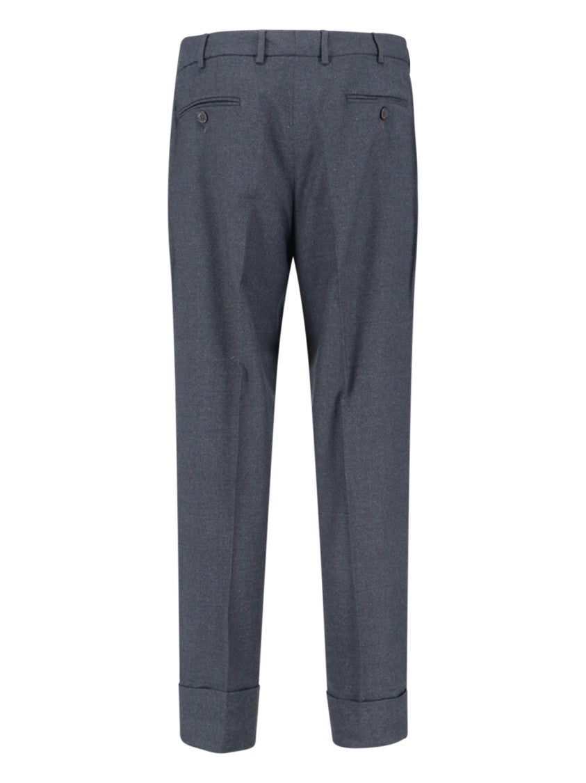 Cruna Mid-Rise Grey Wool Trousers With Tailored Finish