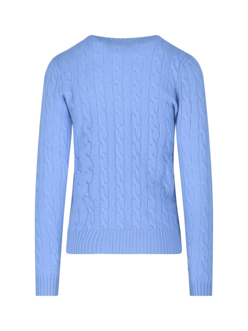 Polo Ralph Lauren Light Blue Cable Knit Wool-Cashmere Sweater