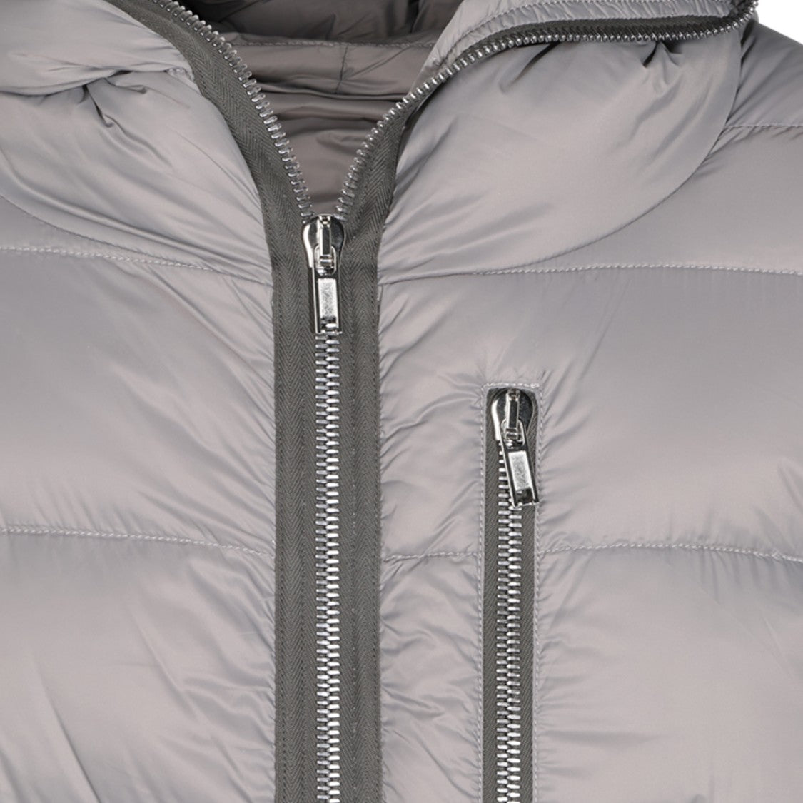 Rick Owens Quilted Grey Down Jacket With Hood And Extended Cuffs