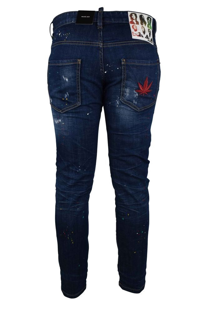 Dsquared2 Distressed Blue Cotton Skater Jeans