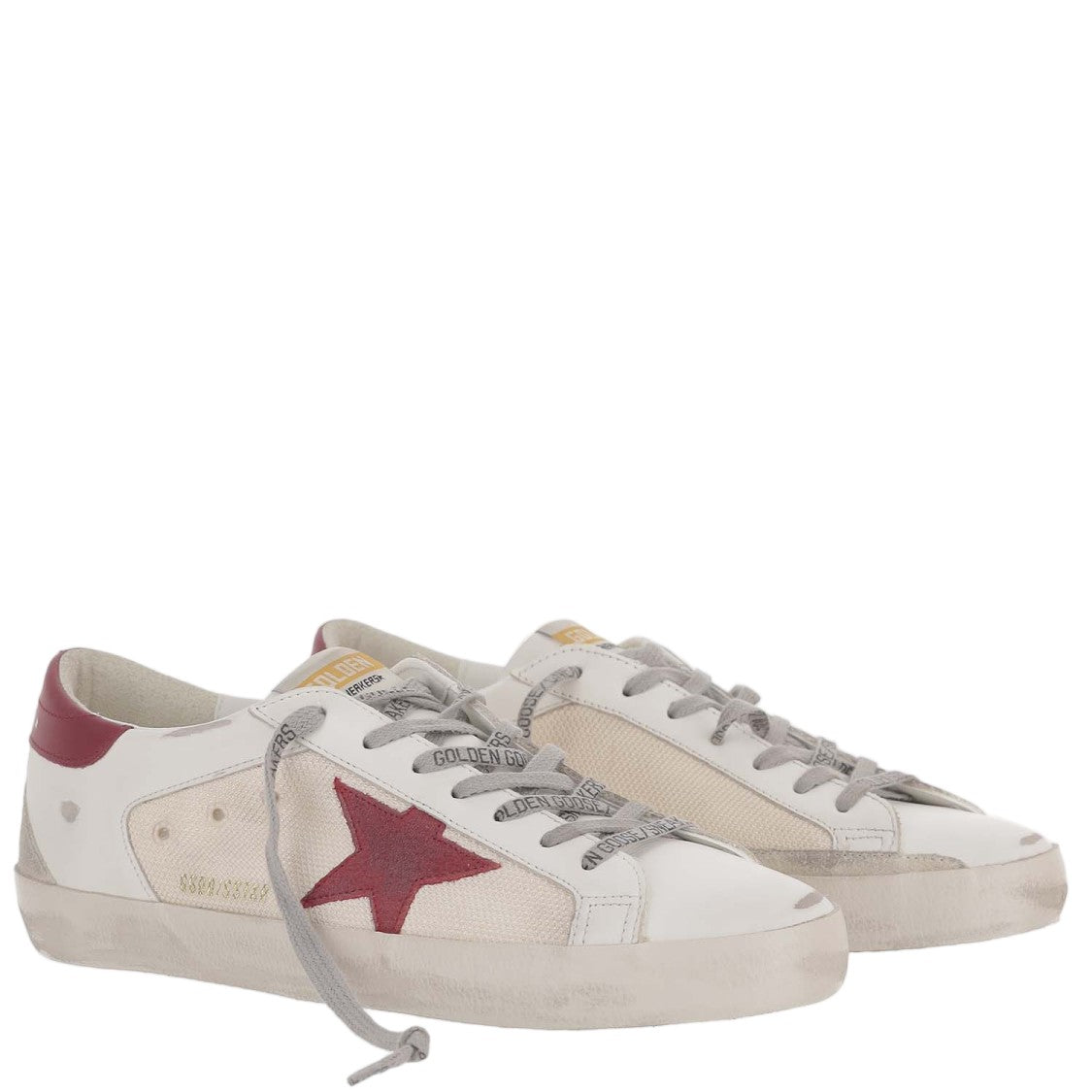 Golden Goose White Super-Star Leather Mesh Sneakers