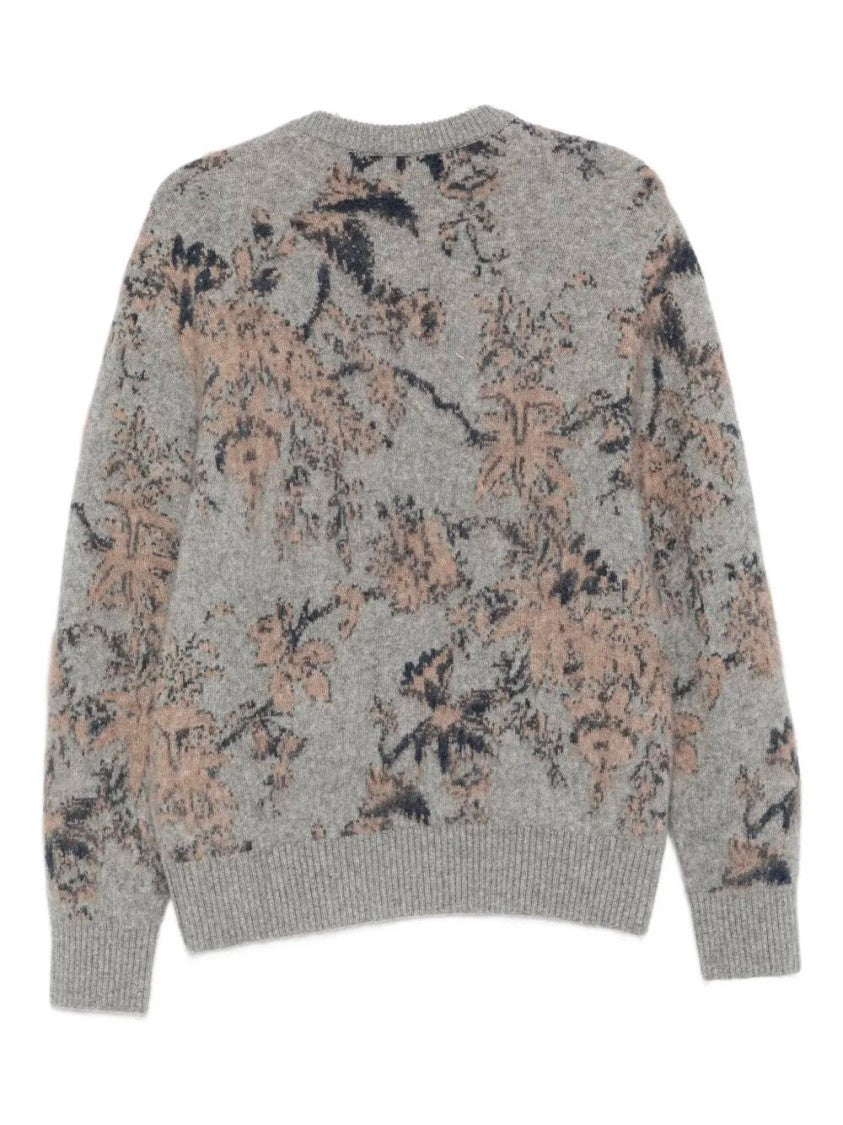 Altea Long Sleeve Crew-Neck Floreal Jacquard Sweater