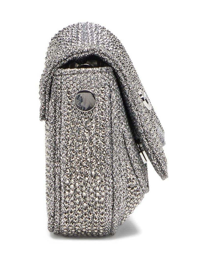 Diesel Silver Curved Crystal Embellished Handbag