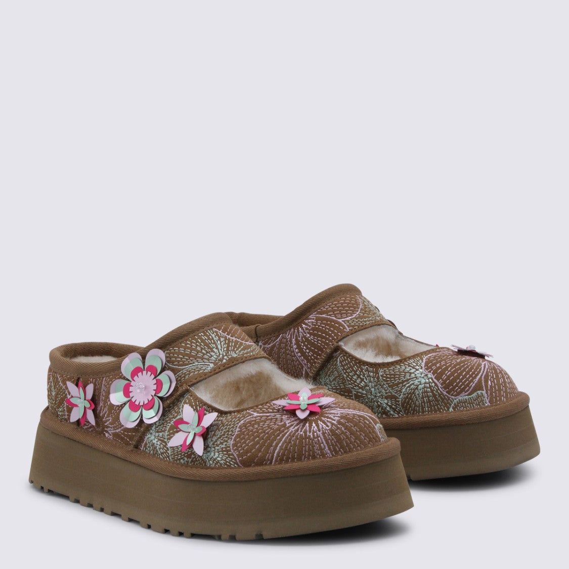 Ugg Intricately Embroidered Platform Flats With Plush Interior