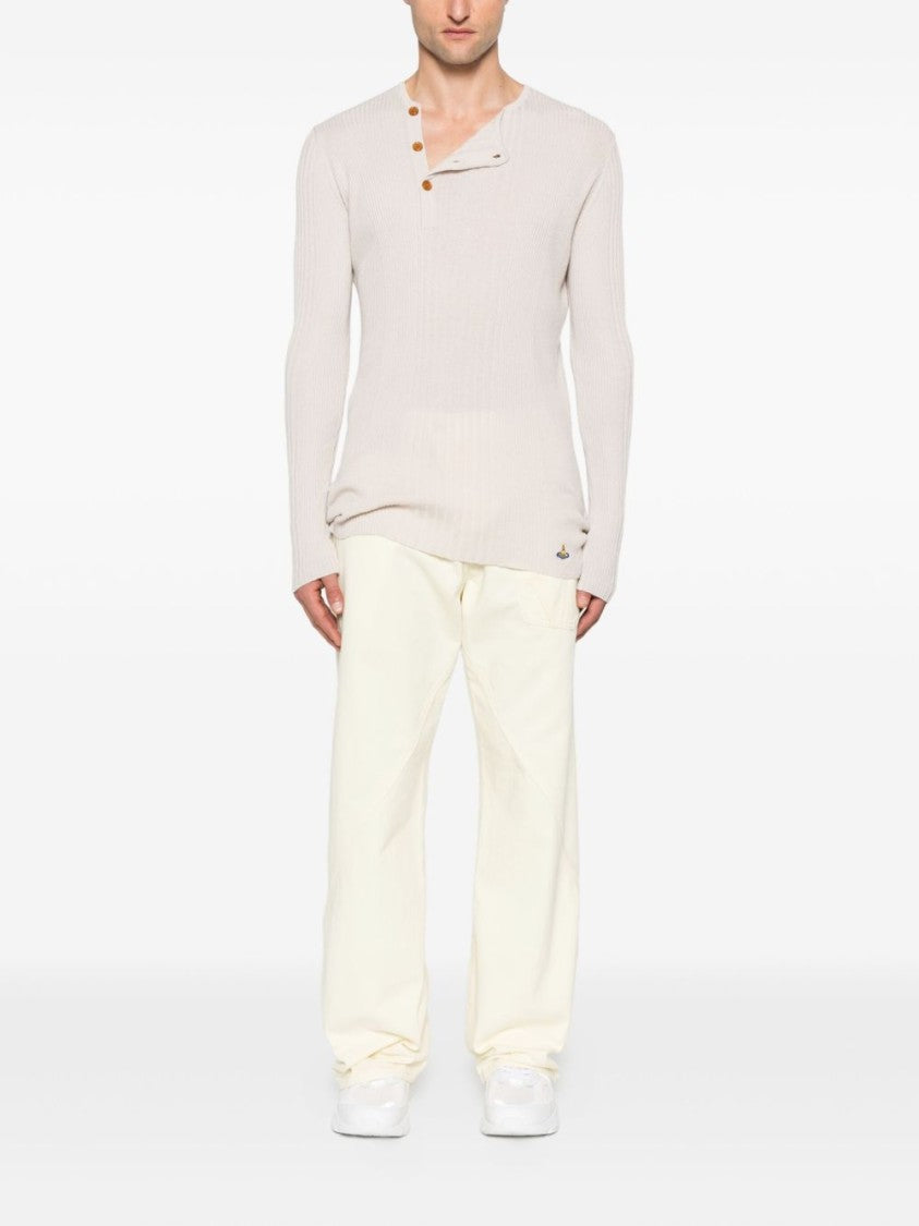 Vivienne Westwood Button Placket Ribbed Sweater With Logo Detail