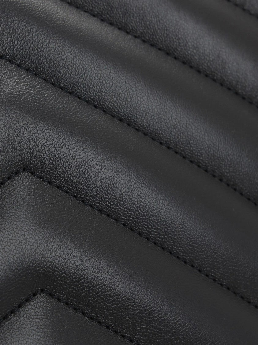 Saint Laurent Chevron Quilted Black Lambskin Crossbody Bag With Chain Strap