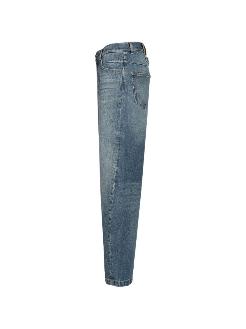 The Attico Blue High-Waisted Cropped Wide Leg Jeans