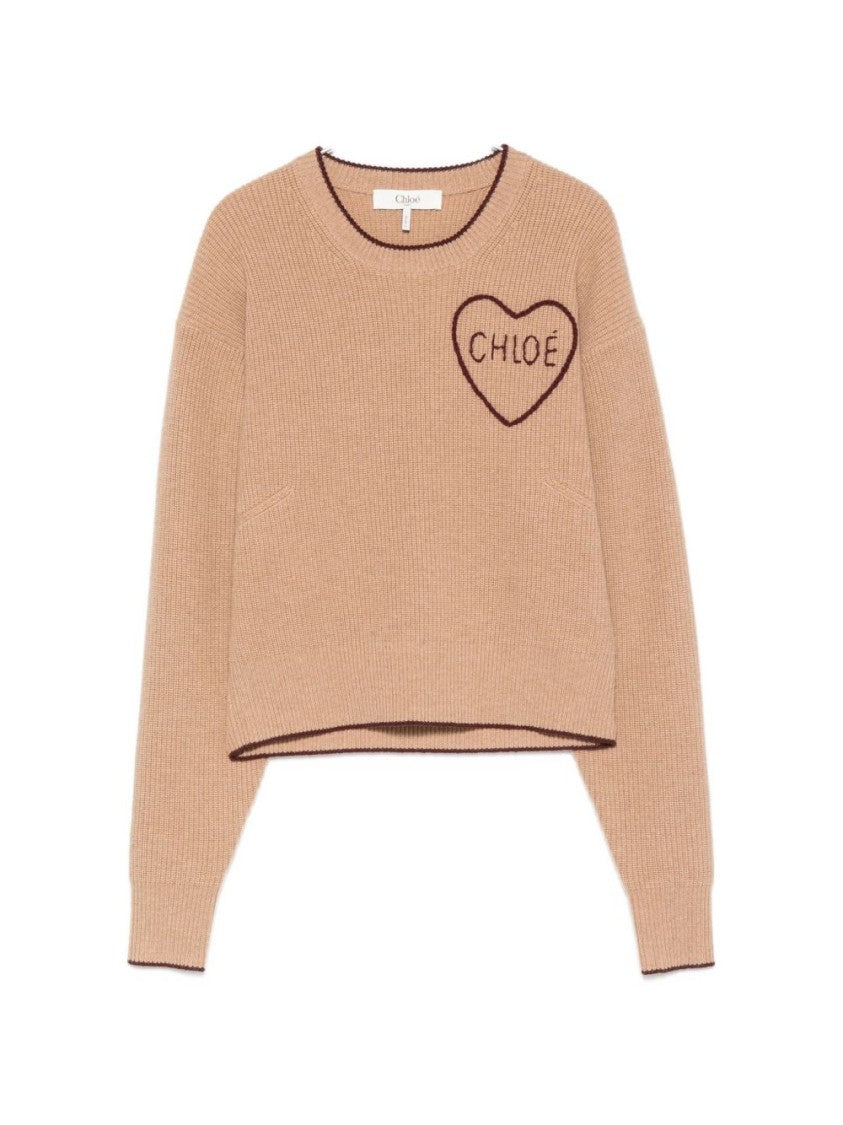 Chloé Black Ribbed Knit Heart-Shaped Sweater