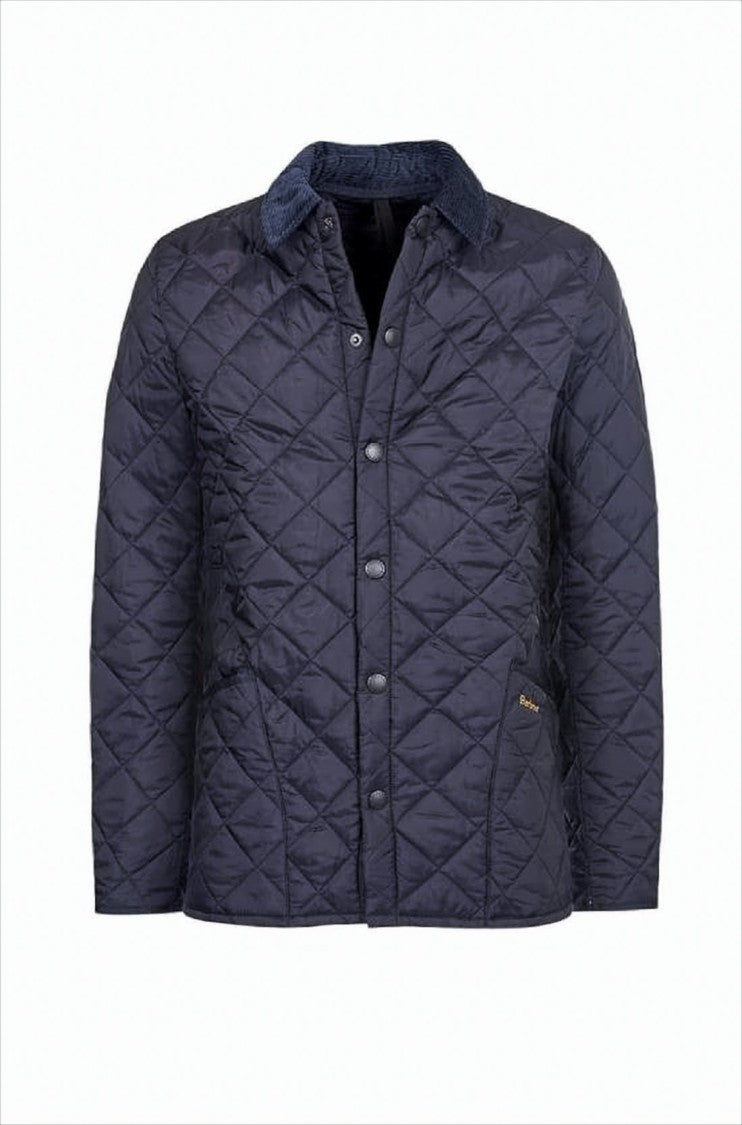 Barbour Quilted Blue Jacket With Corduroy Collar