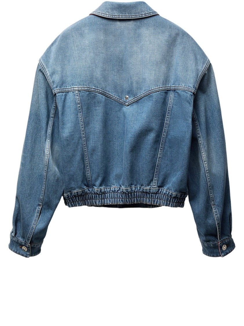 Versace Cotton Denim Jacket With Pointed Collar