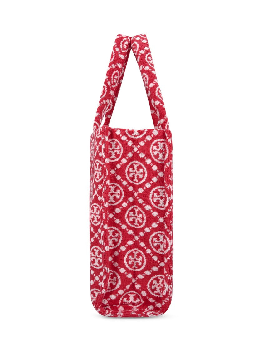 Tory Burch T-Monogram' Terrycloth Tote Bag – Red