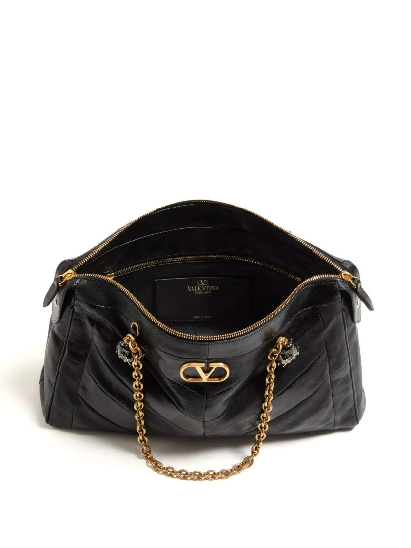 Valentino Medium Chevron Pattern Nappa Leather Shoulder Bag