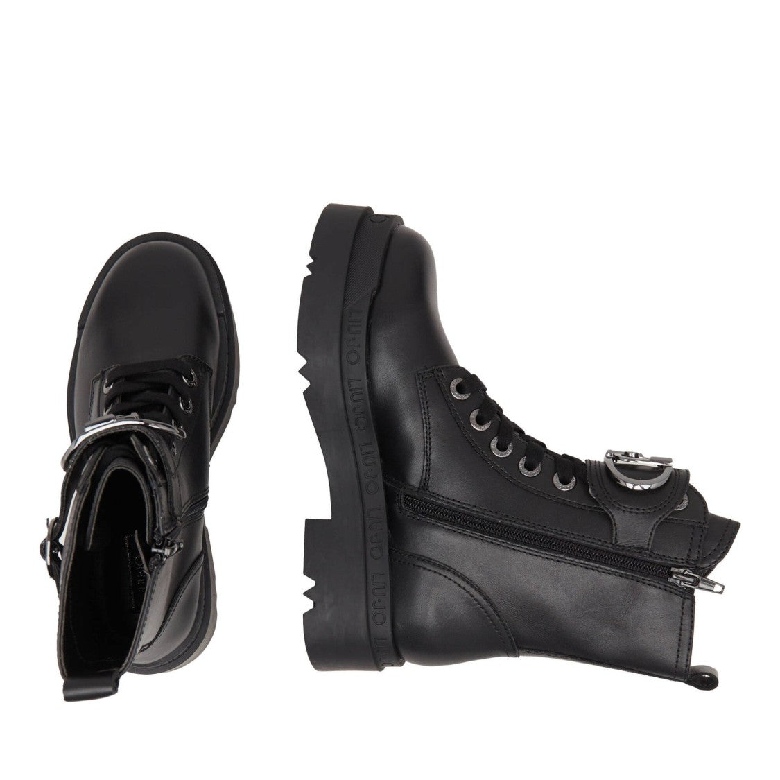 Liu Jo Black Love 40 Leather Chunky Sole Boots