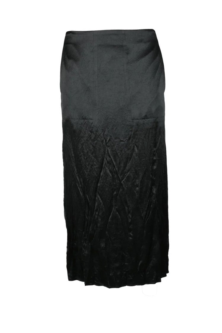 Sportmax Pleated Black Skirt With Fluid Drape