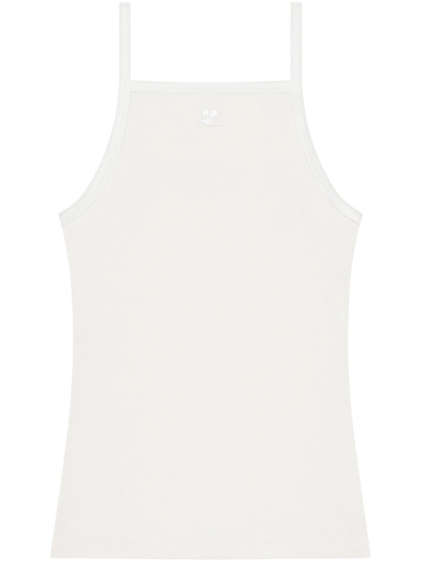 Courrèges Square Neck Tank Top With Subtle Contrast Detail