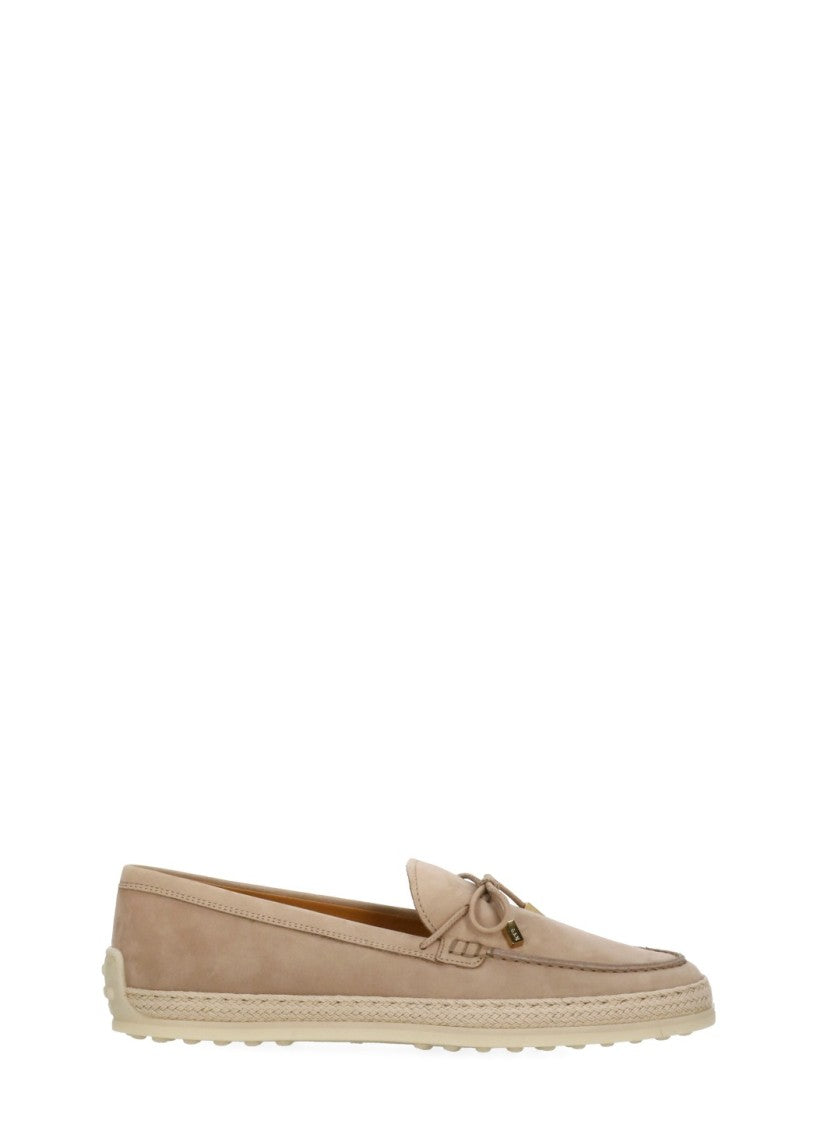 Tod's Pink Rafia Woven Leather Loafers