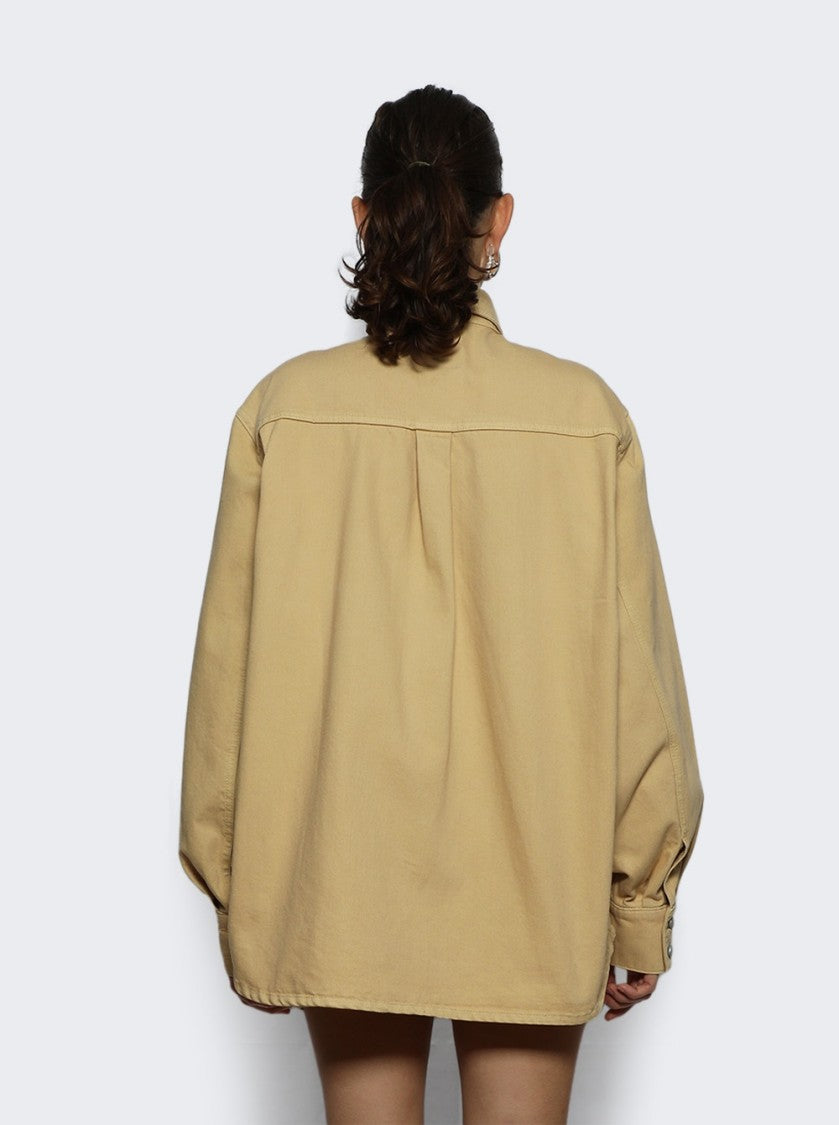 Magda Butrym Long Sleeve Denim Shirt Beige