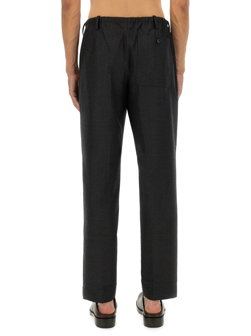 Dries Van Noten Penny Drawstring Relaxed Straight-Leg Wool Pants