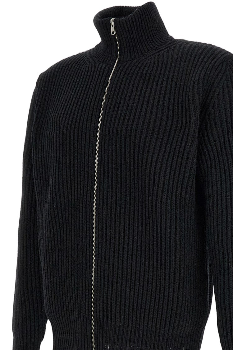 Mm6 By Maison Margiela Rib-Knit Wool Blend Sweater With Two-Way Zip Closure