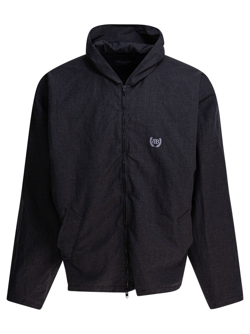 Balenciaga Lightweight Hooded Zip-Up Jacket In Linen-Cotton Blend