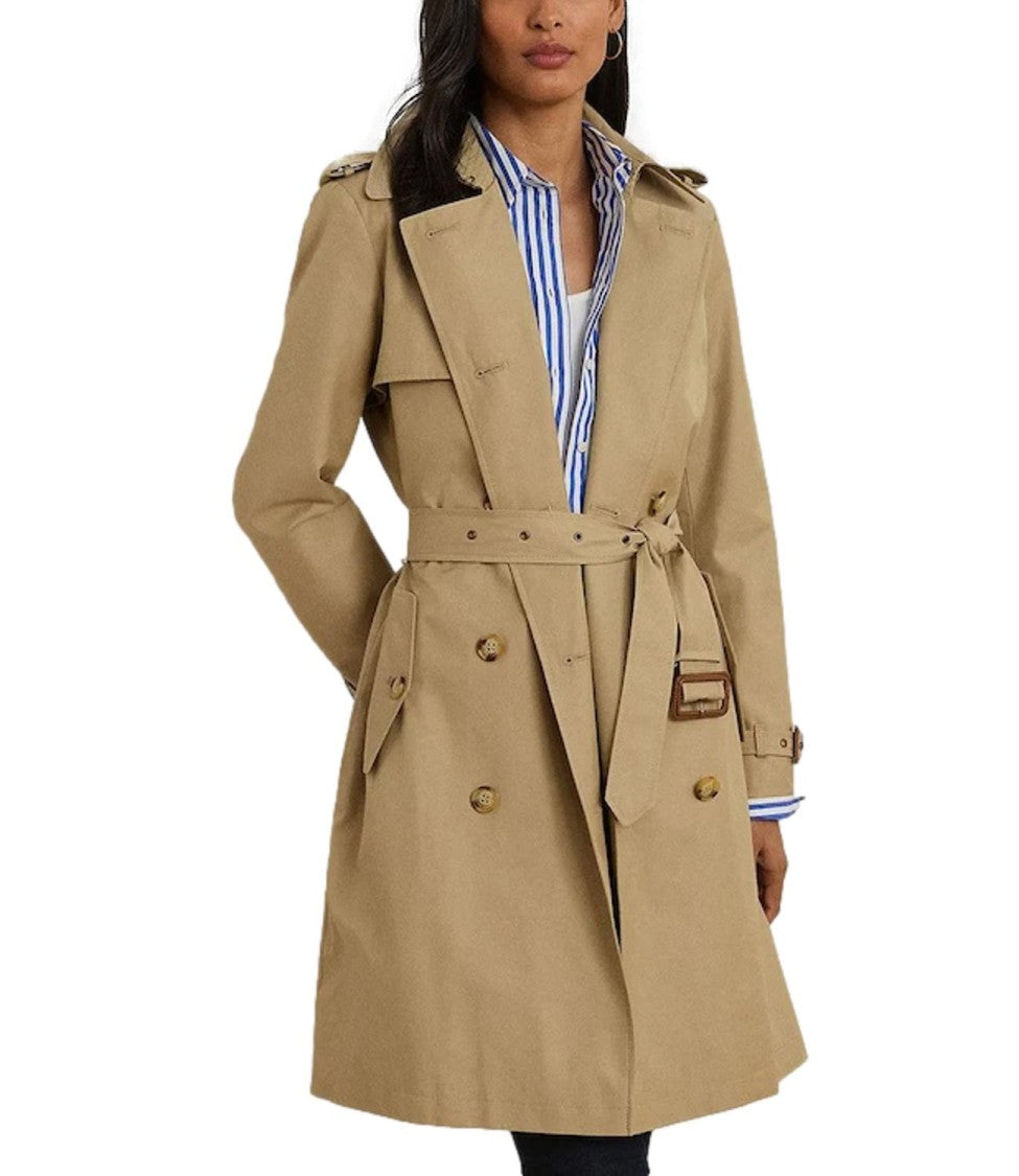 Lauren Ralph Lauren Db Belted Coat Cotton Blend – Beige