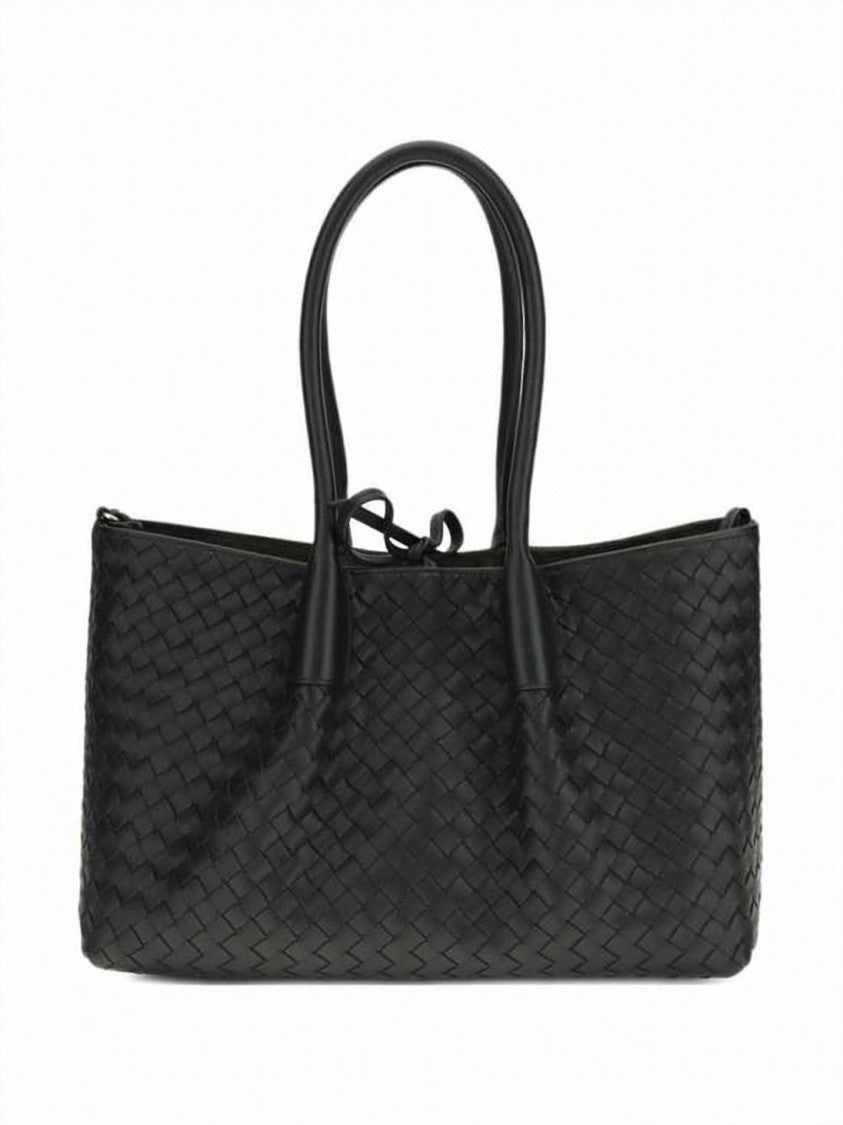 Bottega Veneta Woven Calf Leather Shoulder Bag With Rounded Edges