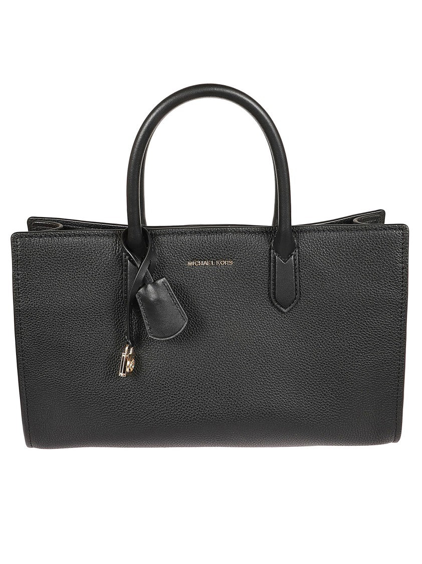Michael Kors Rectangular Grained Leather Bag With Padlock Charm And Adjustable Strap