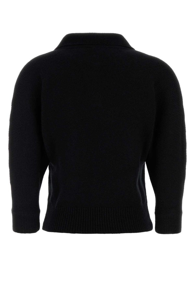 Khaite Black Cashmere Herve Polo Shirt