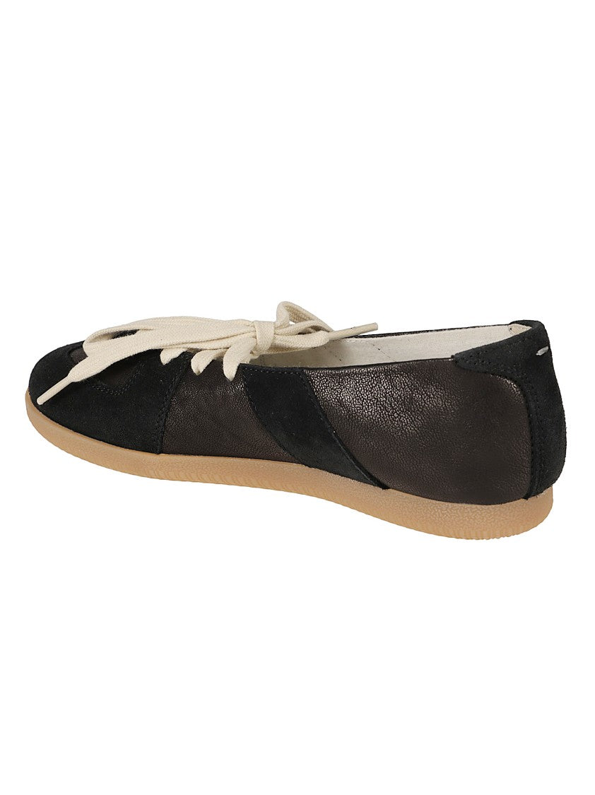 Maison Margiela Rounded Toe Flats With Smooth And Suede Leather Panels