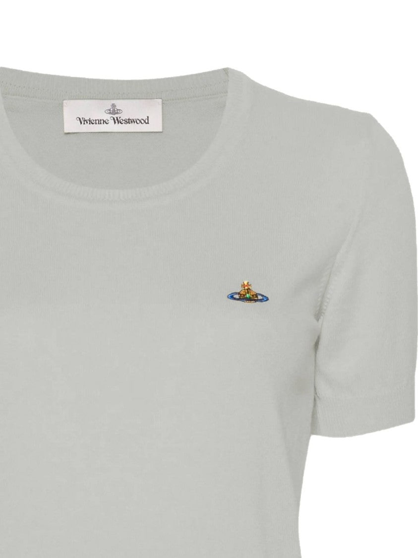 Vivienne Westwood Grey Short Sleeve Orb Embroidery Top
