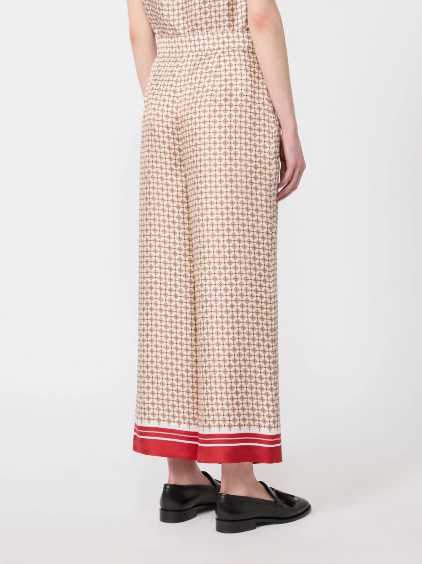 Max Mara Wide-Leg Cropped Pants With Geometric Pattern