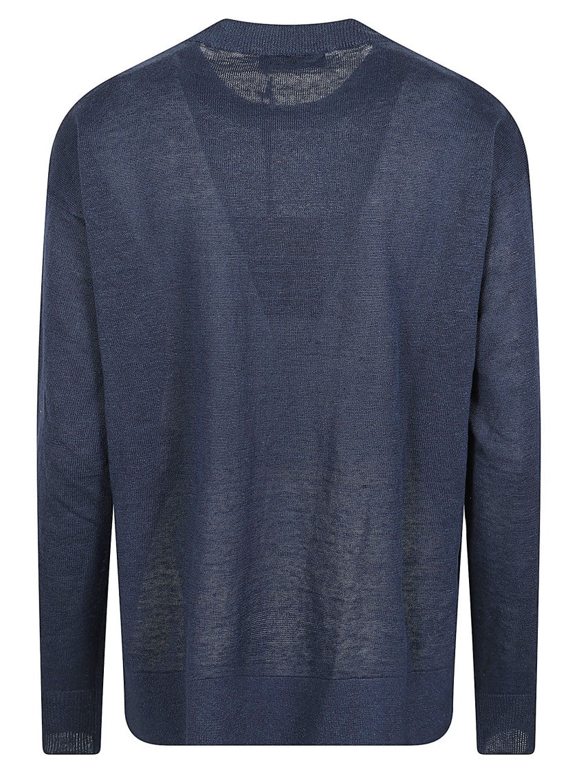 Max Mara Relaxed Fit Semi-Sheer Linen Top With Ribbed Details