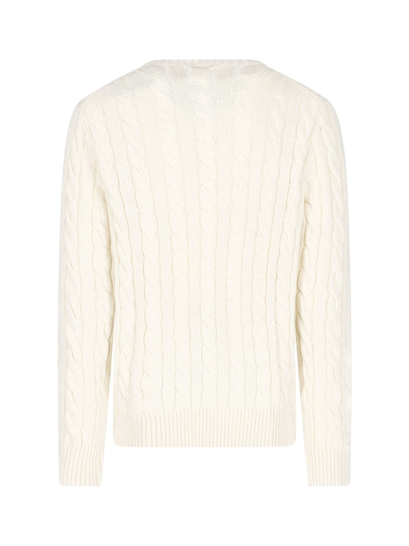 Polo Ralph Lauren White Cable-Knit Cotton Sweater