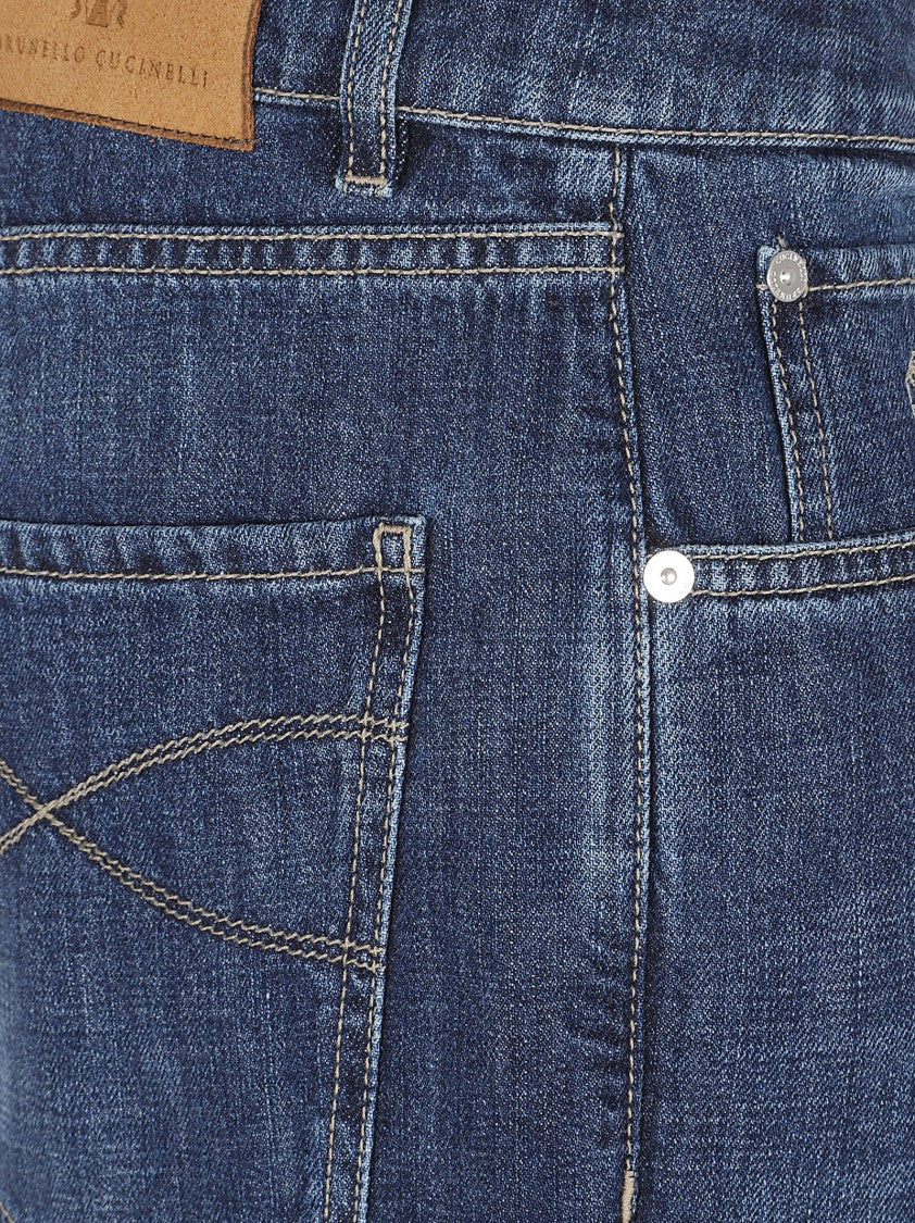 Brunello Cucinelli Medium Blue Straight-Leg Denim Jeans