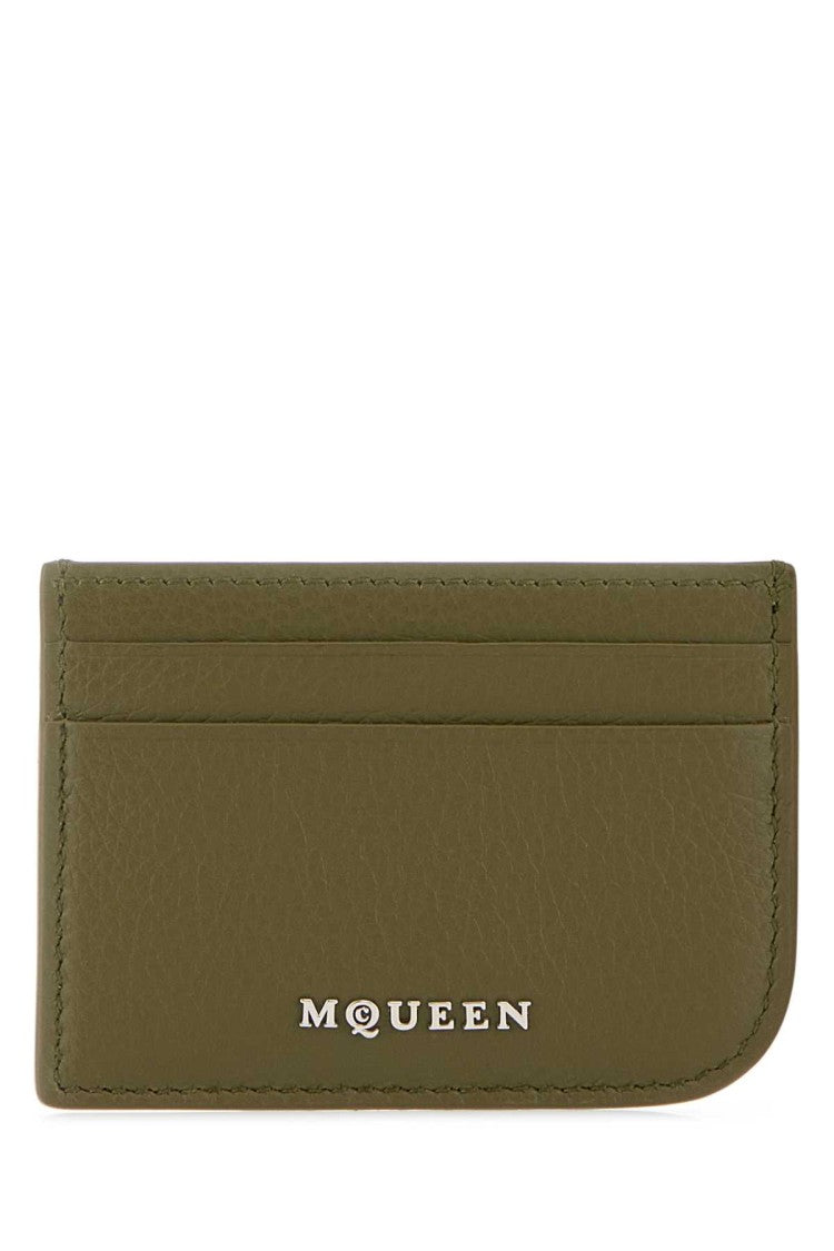 Alexander Mcqueen Army Green Leather Card Holder