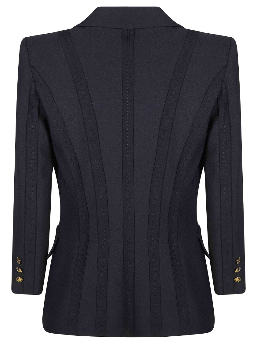 Elisabetta Franchi Tailored Double Breasted Gold Buttons Blazer