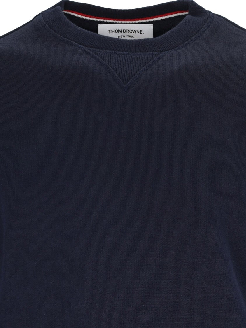Thom Browne "4-Bar" Crew Neck Sweatshirt, In Blue Cotton