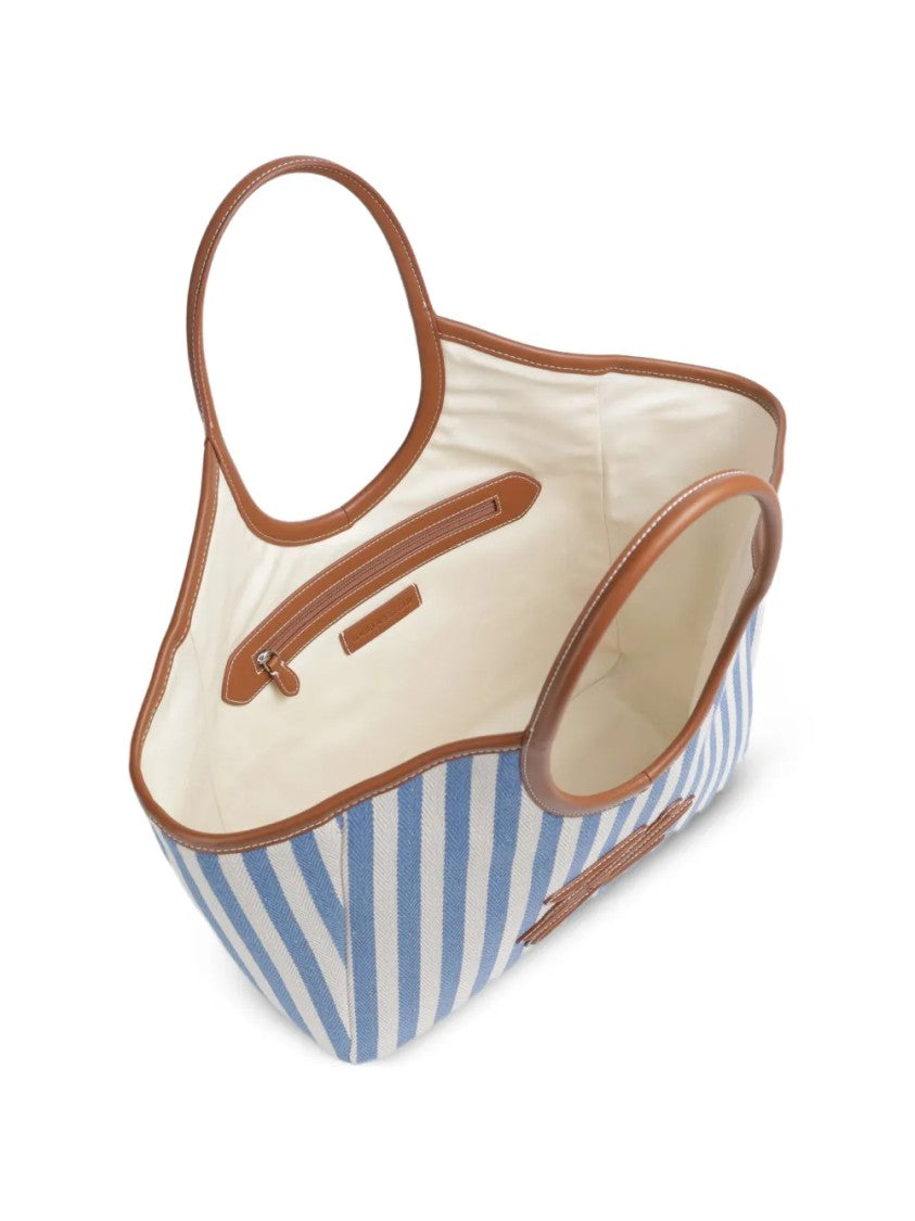 Karl Lagerfeld Structured Blue And White Striped Tote