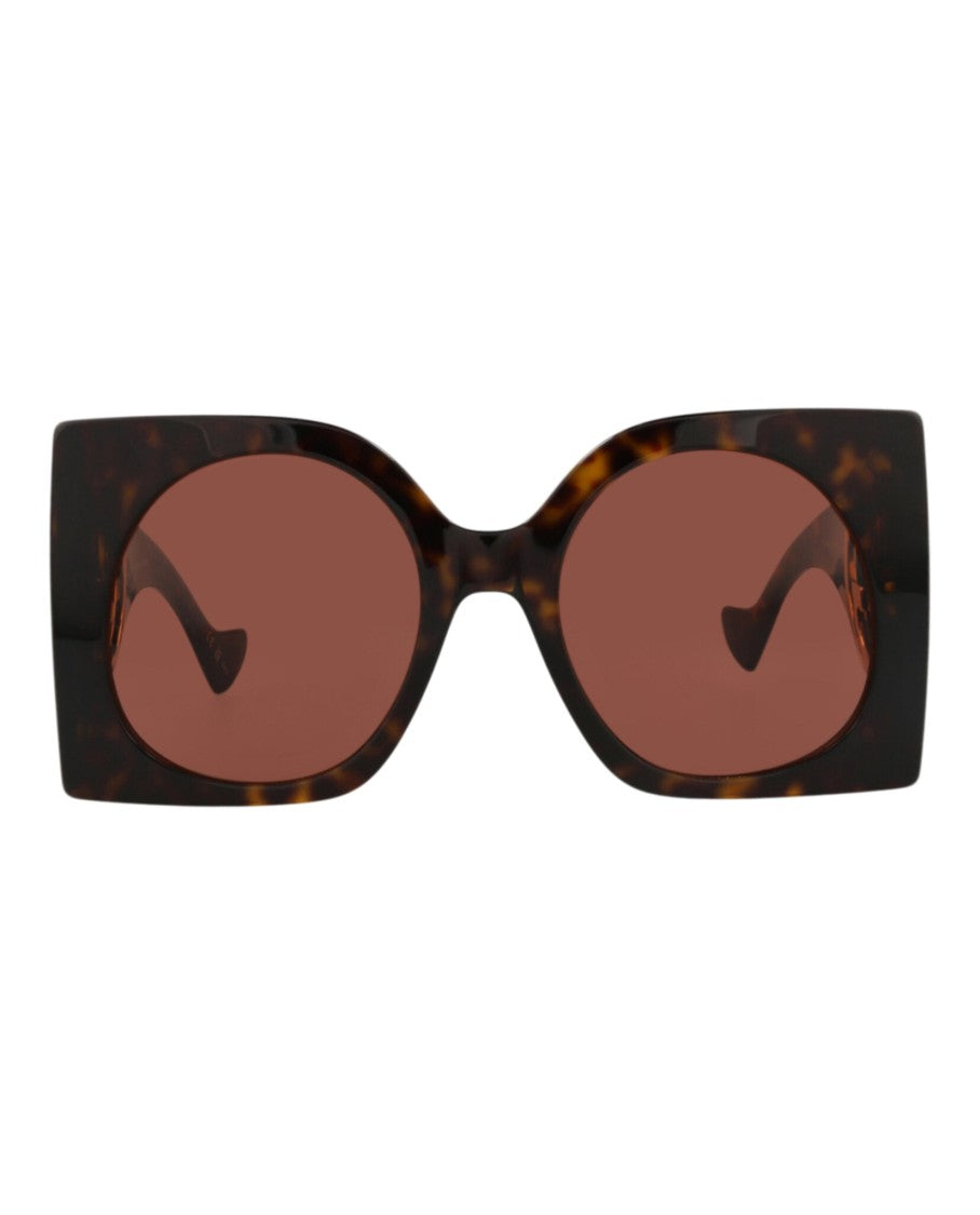 Gucci Square-Frame Recycled Acetate Sunglasses With Gold Cutout Accent