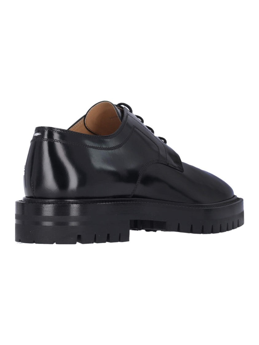 Maison Margiela Black Brushed Leather Tabi Derby Shoes