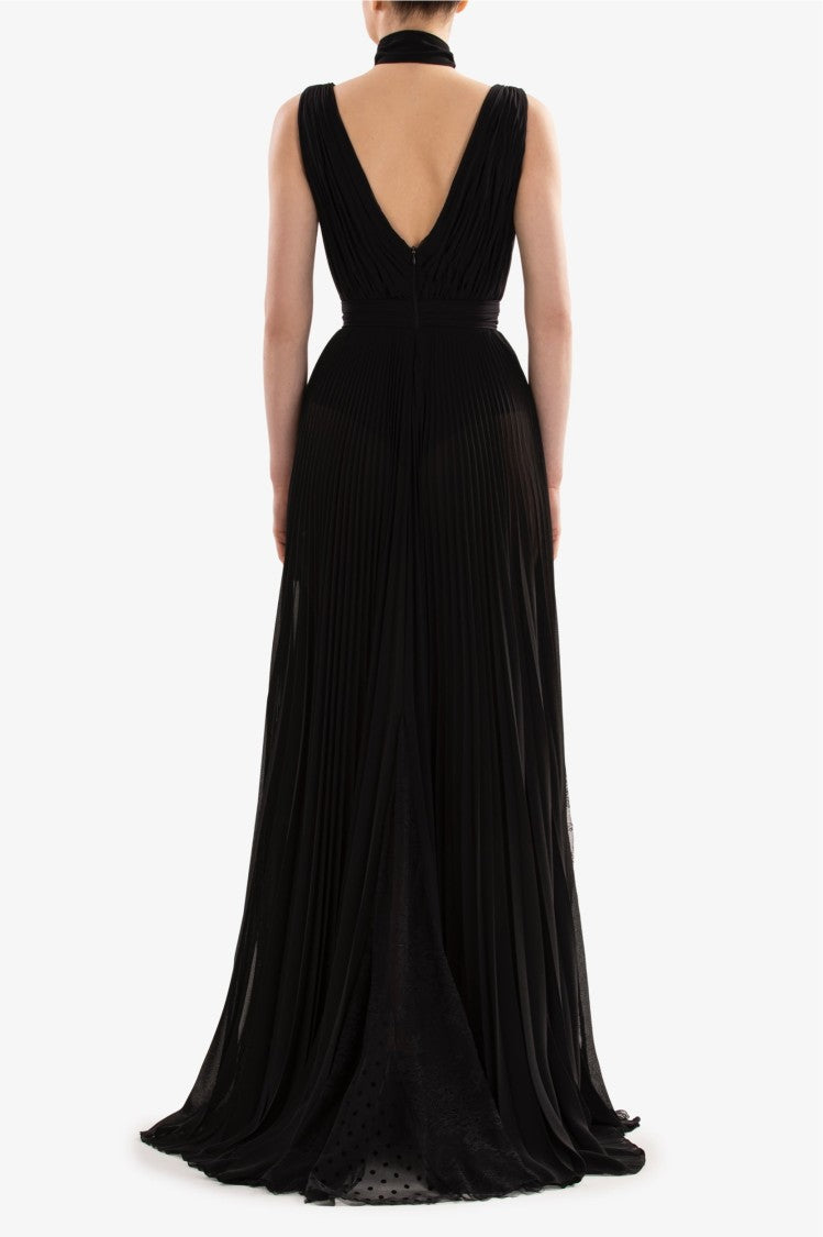 Saiid Kobeisy Pleated Dress With Lace