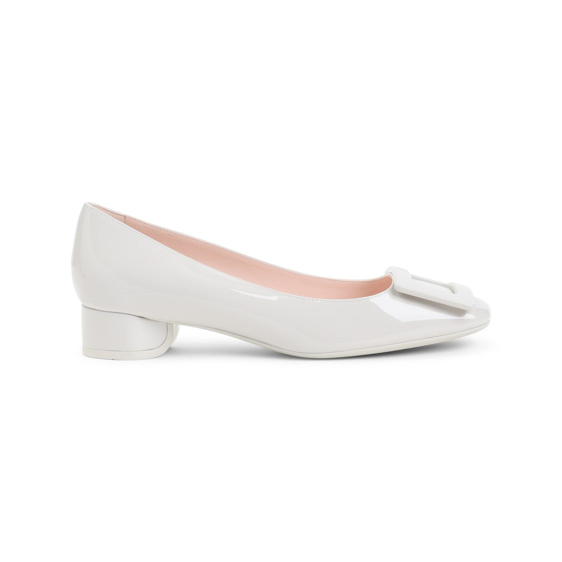 Roger Vivier Medium Ice White Leather Roundy Lacquered 25 Decollete