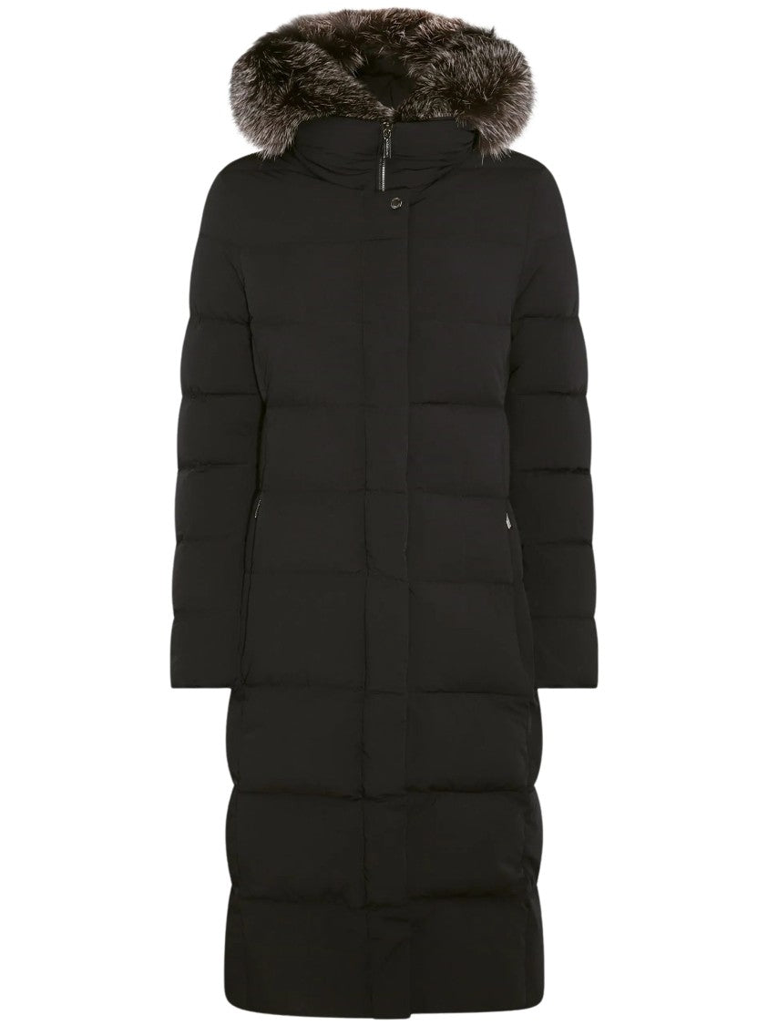 Moorer Hooded Padded Coat With Fur Trim And Quilted Design
