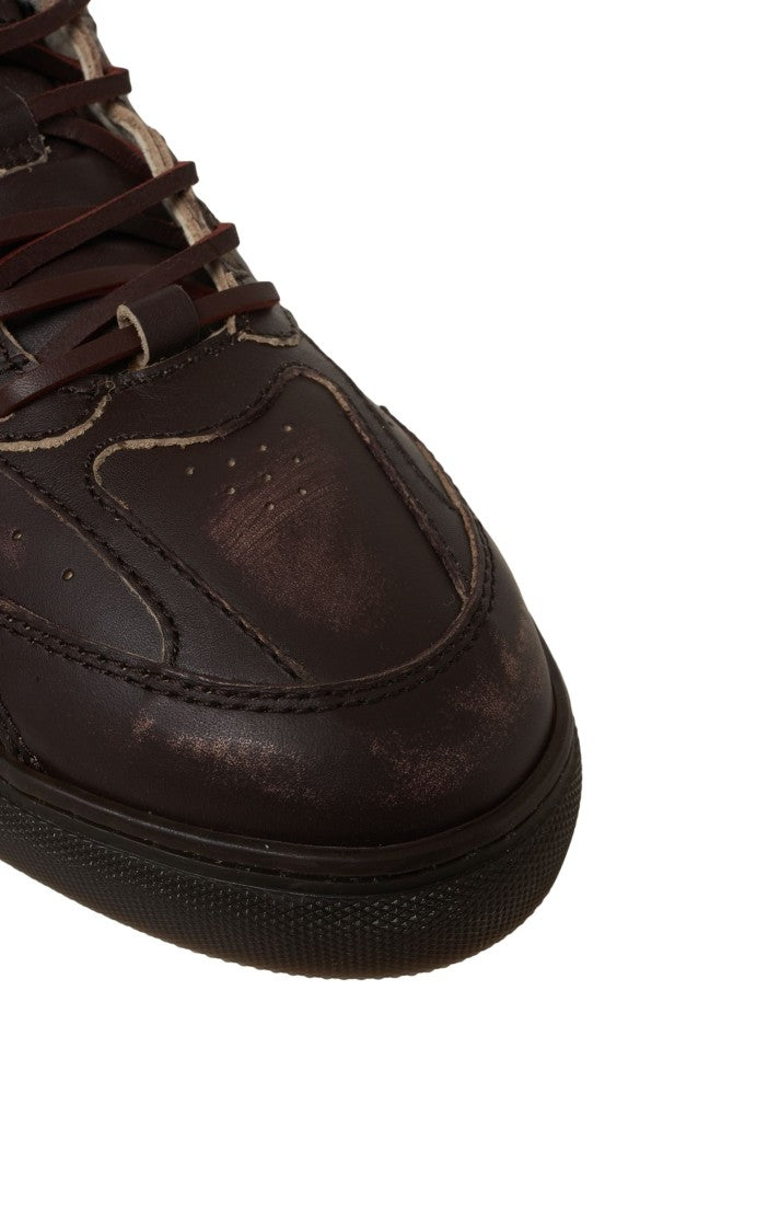 Copenaghen Rich Brown Leather Sneakers With Plush Fur Lining