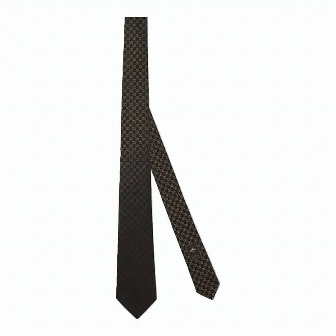 Gucci Geometric Pattern Black Silk Tie