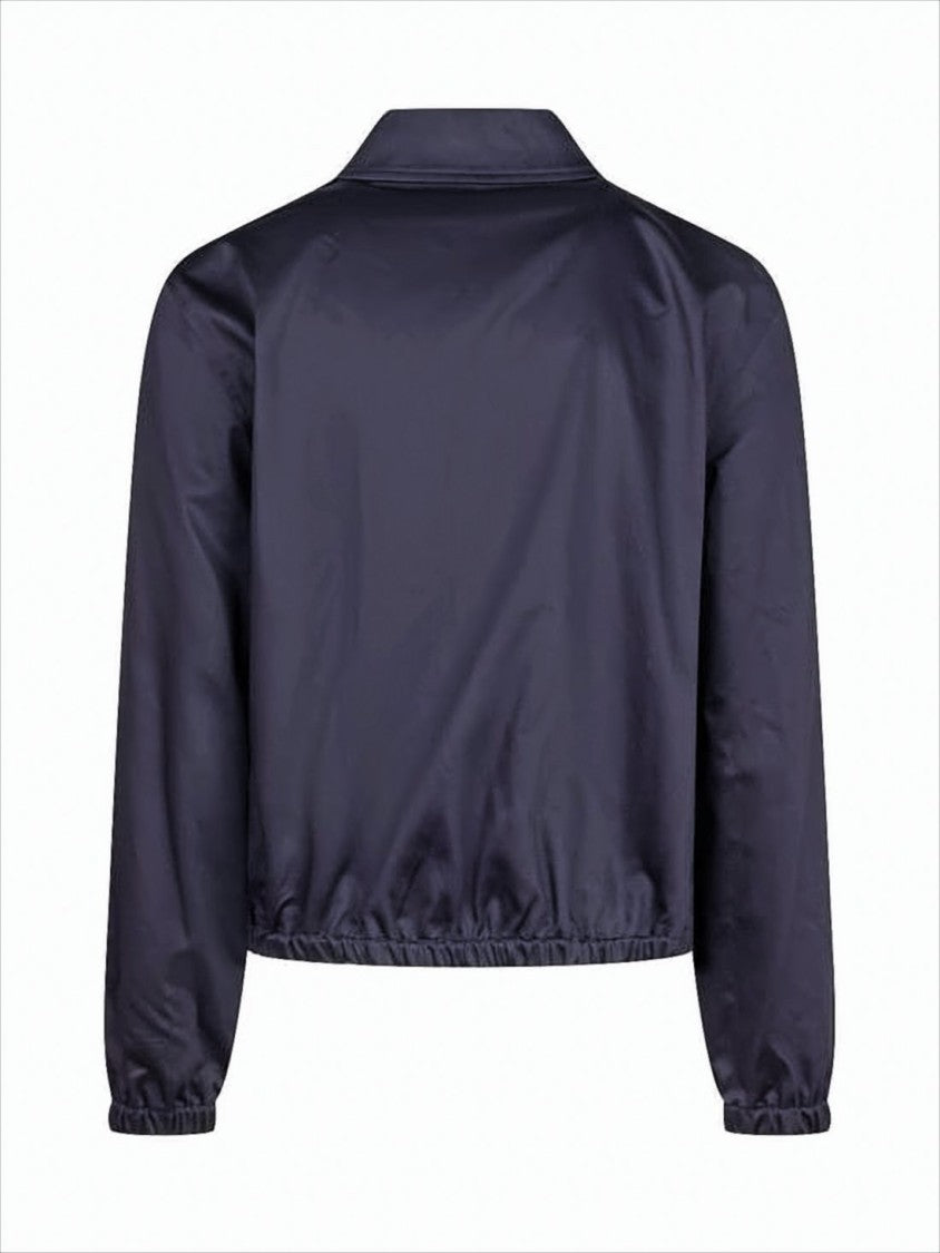 Ami Smooth-Finish Blue Cotton Jacket With Zip Closure