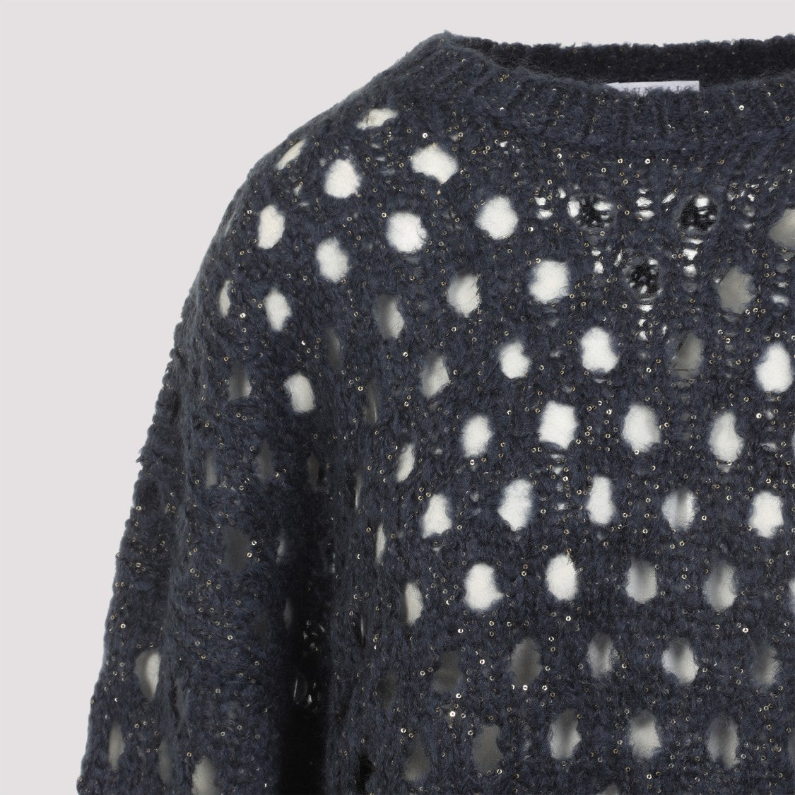Brunello Cucinelli Blue Openwork Mohair Pullover