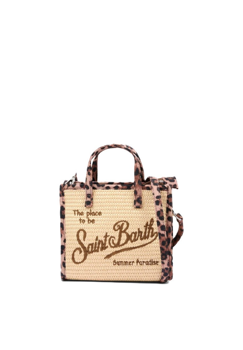 Mc2 Saint Barth Leopard Print Vivian Straw Bag