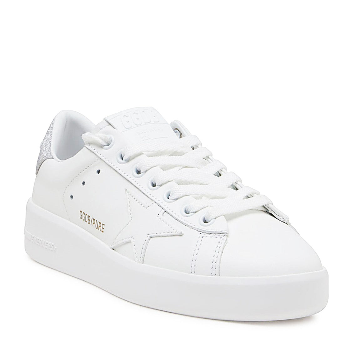 Golden Goose White And Silver Leather Pure Star Sneakers