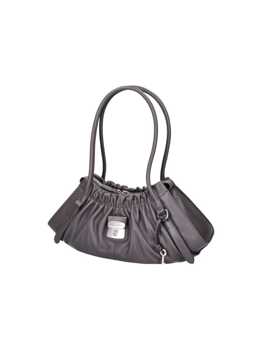 Marc Jacobs Gathered Design Leather Shoulder Bag With Padlock Charm